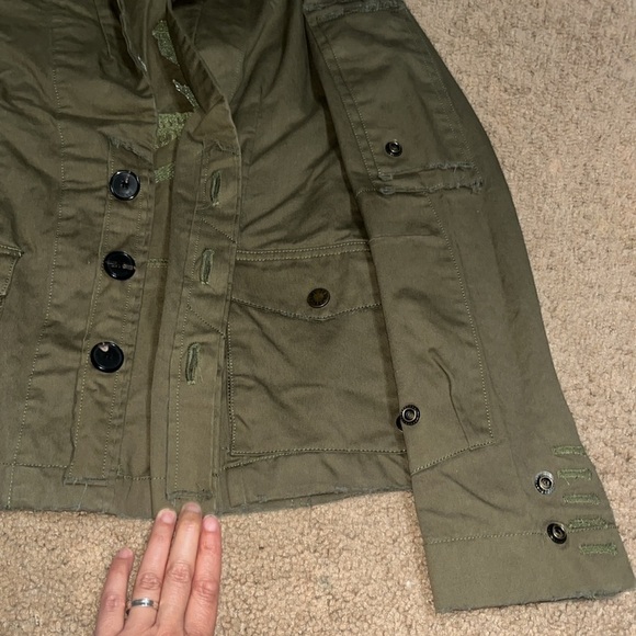 Zadig & Voltaire Virginia Camo Skull Lurex Embroidered Military Jacket Green M - Picture 6 of 11